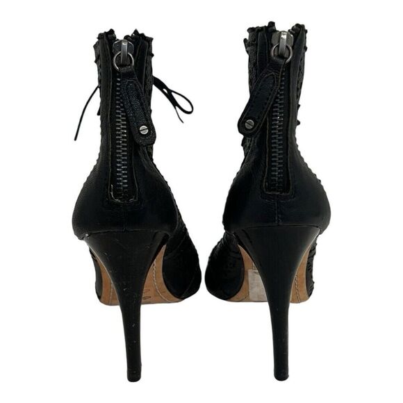 Alice + Olivia Womens Size 39 US 9 Gale Leather Laser Cut Lace up Booties - Picture 4 of 6